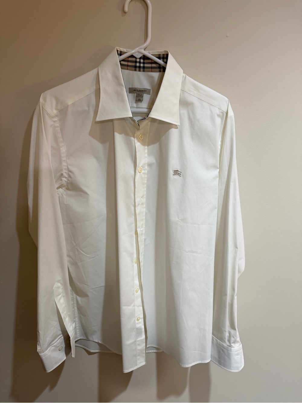 Burberry Sherfield Dress Shirt Mens White XL Small Blemish Orig Price $560